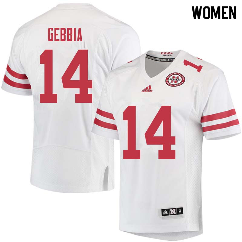 Women #14 Tristan Gebbia Nebraska Cornhuskers College Football Jerseys Sale-White - Click Image to Close